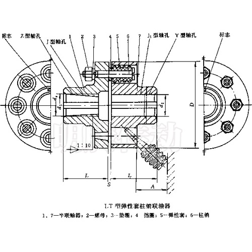 LT型彈性套柱銷聯(lián)軸器圖紙