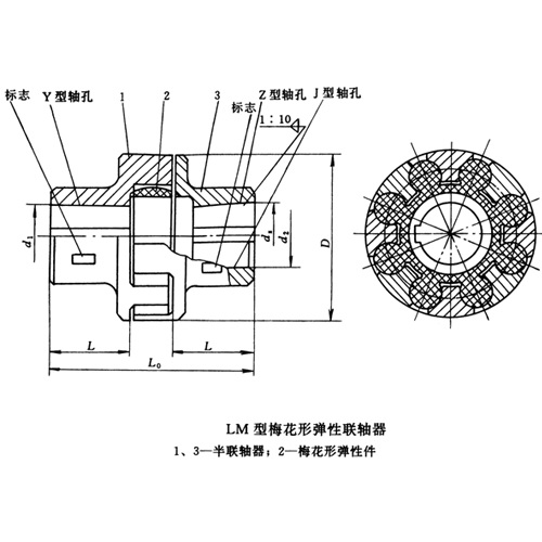 LM型梅花形聯(lián)軸器圖紙