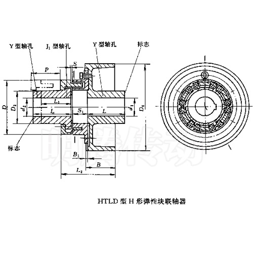 HTLD型彈性塊聯(lián)軸器圖紙