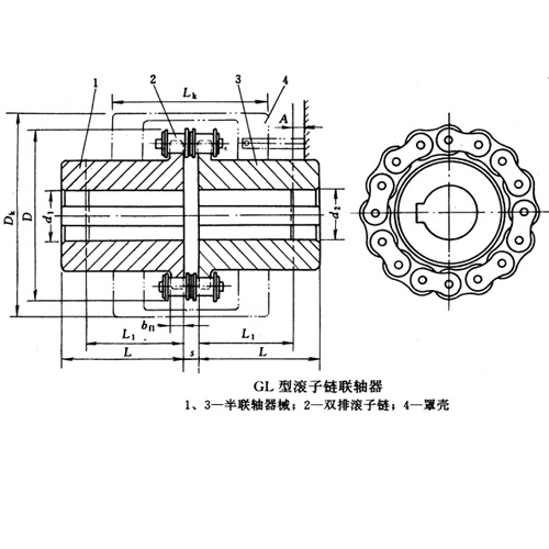 GLF型滾子鏈聯(lián)軸器圖紙參數(shù)